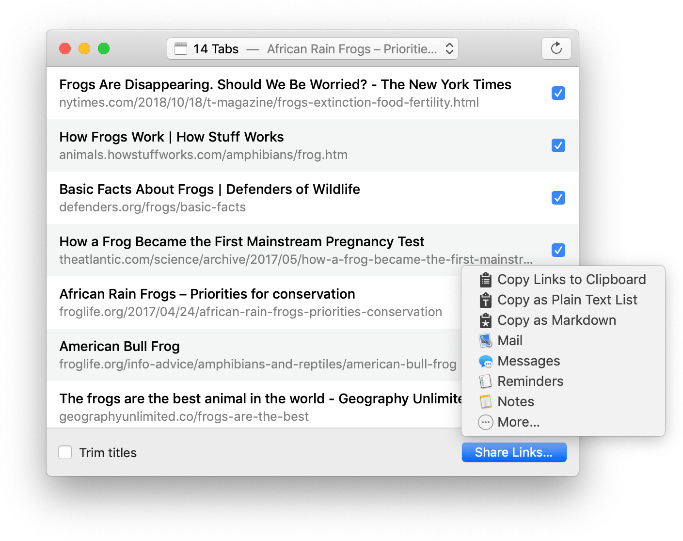 apple script safari urls